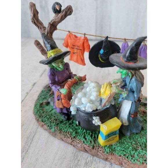 Lemax witch laundry day washing Halloween dirty clothes scary suds village tree - Picture 3 of 10